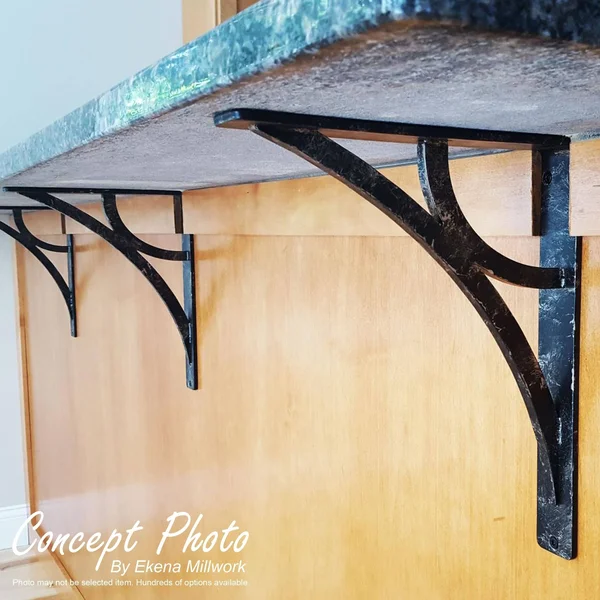 Damon Wrought Iron Bracket Antiqued Pewter 1 1/2x22W x 5 1/2x22D x 8x22H - (Single Center brace)