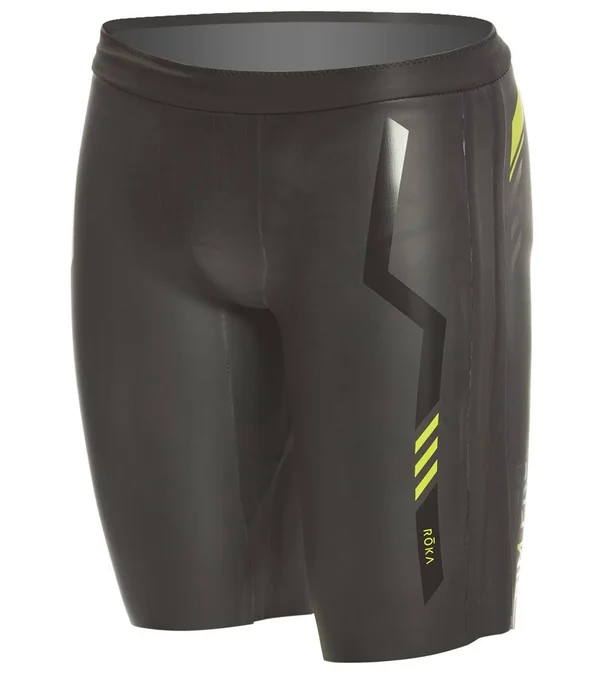 Roka Men's Sim Pro II Neoprene Shorts - Black/Acid Lime XL - Swimoutlet.com