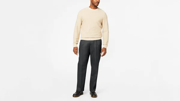 Dockers Signature Khakis, Pleated, Relaxed Fit Pants, Men's, Grey 35 x 32