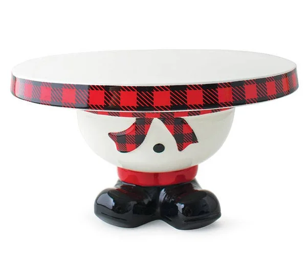 Tabletop Tartan Cake Plate Ceramic Boots Base 1871137