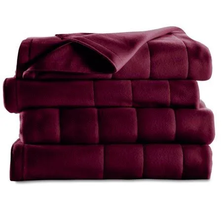 Sunbeam Heated Electric Fleece Blanket with 5 Heat Settings, King, Garnet