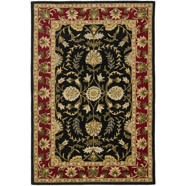 Safavieh Handmade Heritage Tenisha Traditional Oriental Wool Rug Black/Red 6& x 9& 6& x 9& Red Rectangle