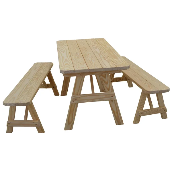 Pine 4' Traditional Picnic Table with 2 Benches - Tractor Red