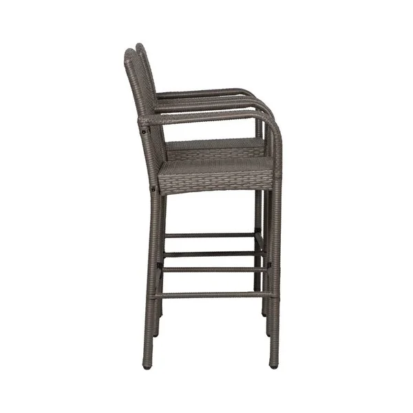 Wo 47 inch All Weather Outdoor Patio Wicker Barstool (Set of 2) - Coffee