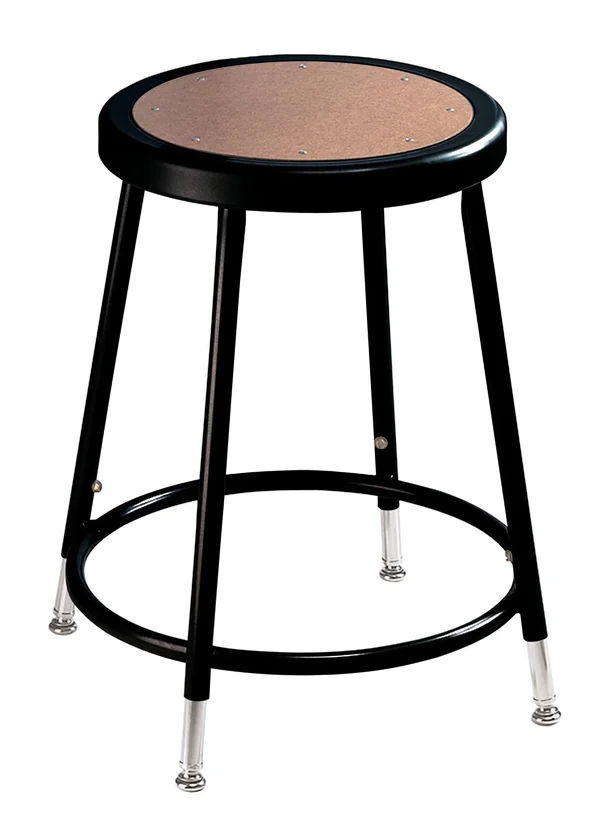 National Public Seating Black Adjustable Height Round Seat Stool