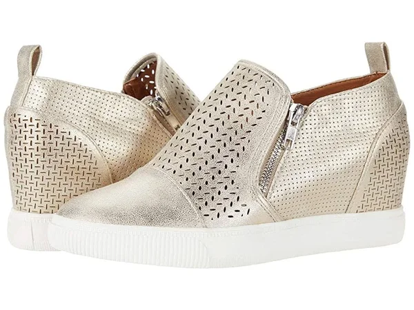 DV Dolce Vita Krissa Perforated Wedge Sneakers - Soft Gold