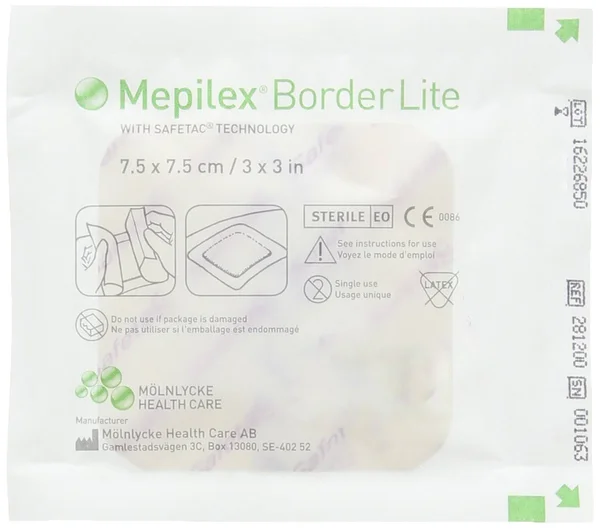 Mepilex Border Lite Thin Foam Dressing 3x22 x 3x22