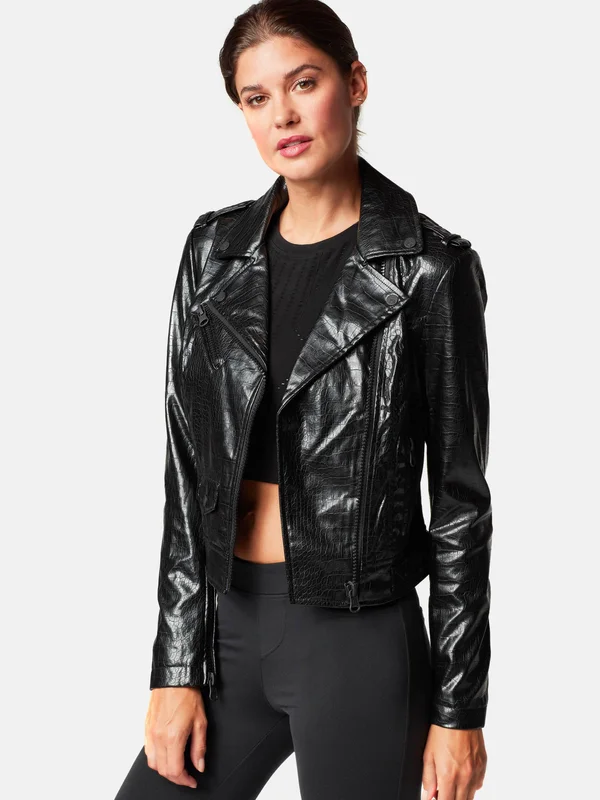 Blanc Noir Eco Infused City Moto Jacket - Black Crocodile - S