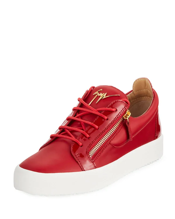 Giuseppe Zanotti Men's Two-Tone Leather Low-top Platform Sneakers - Fiamma - Size 10.5
