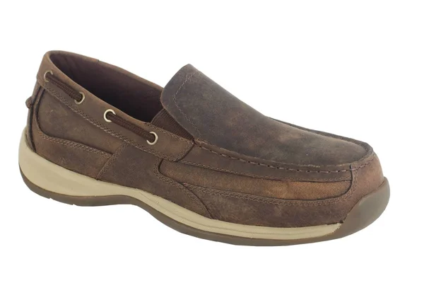Rockport Works Sailing Club Slip on Boat Shoe Steel Toe, Men's Brown
