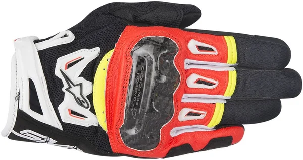 Alpinestars 3567717-1325-2X SMX-2 Air Carbon V2 Leather Glove 2XL Black/Red/White/Yellow Fluo