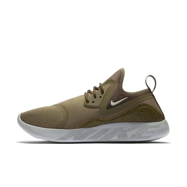 Nike Men's Lunarcharge Essential Ankle-High Fabric Running Shoe - Medium Olive - Light Bone-Black