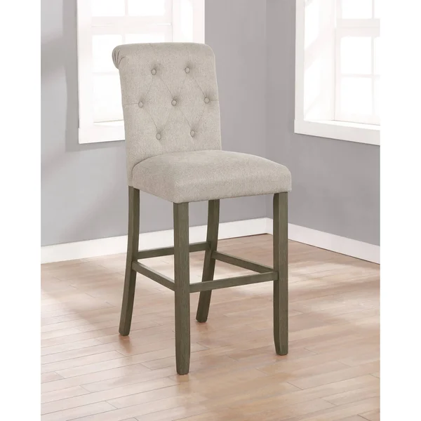CDecor Croxton Upholstered Tufted Back Bar Stools (Set of 2) - Beige