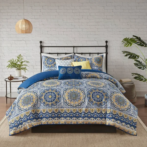 Madison Park Tangiers 6 Piece King/Cal King Blue 2-in-1 Duvet Set