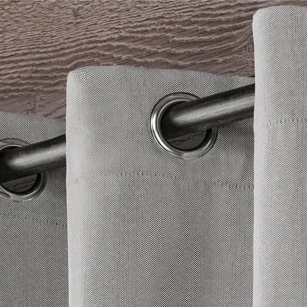 Exclusive Home Biscayne Indoor/Outdoor Two Tone Textured Grommet Top Curtain Panel Pair - Silver, 54X96
