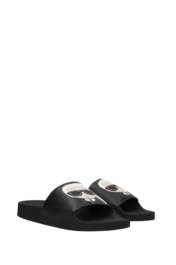 Karl Lagerfeld Kondo Karl Ikonik Slide Sandals - Black - Flip-Flops