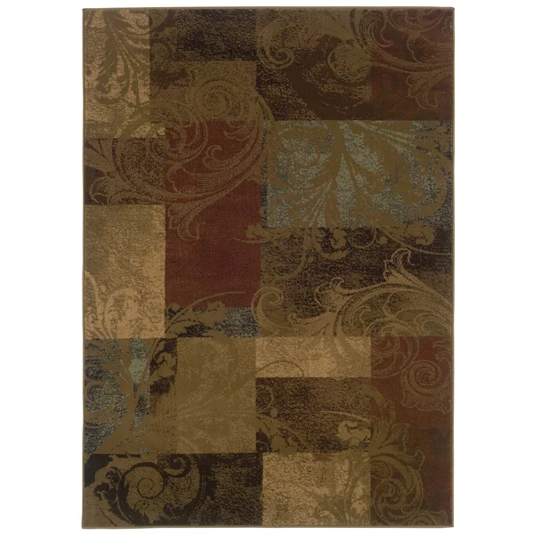 Damask Impressions Color Block Area Rug - Brown/Red 5&3x22 x 7&6x22
