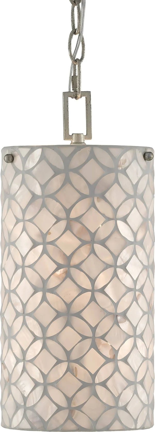 Currey & Company 9000-0490 Ellison Pendant in Pearl/Antique Silver Leaf