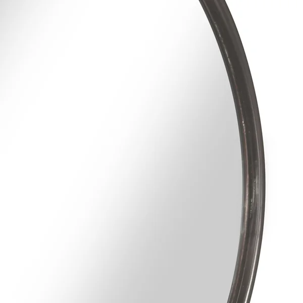 Contemporary Round Metal Framed Wall Mirror Large Bronze and Silver