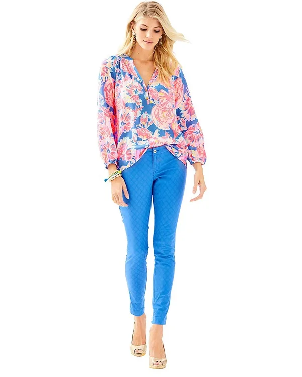 Lilly Pulitzer Elsa Top Women's Blouse Raz Berry Lobsters in Love : Xxs
