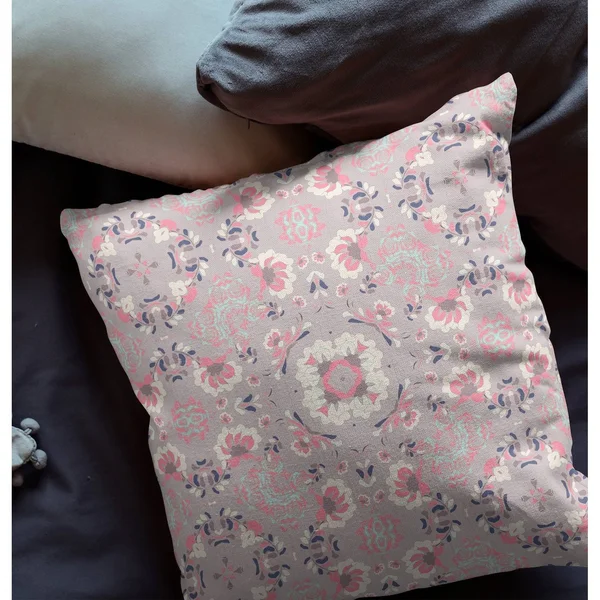 Amrita Sen Love and Liberty Suede Blown and Closed Pillow w/ Insert in Muted Pink - 18x22x18x22
