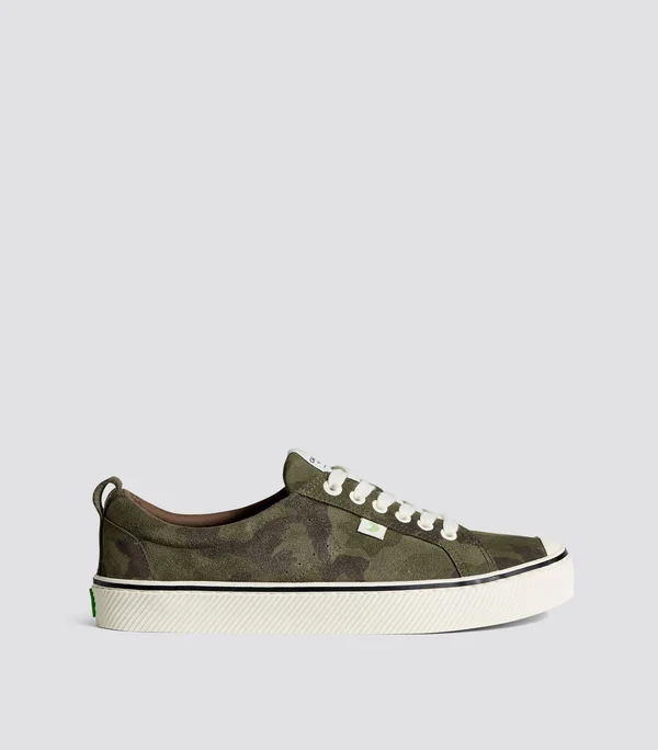 Cariuma OCA Low Stripe Camouflage Suede Sneaker Men - Green