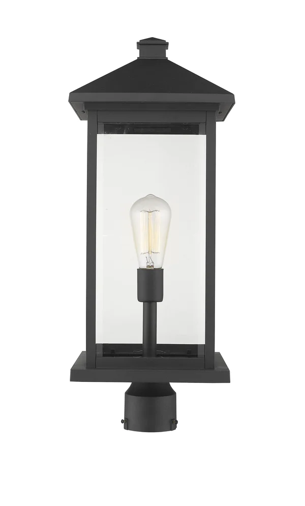 Z-Lite 531PHBXLR-BK Portland 1 Light Outdoor Post Mount Fixture in Black