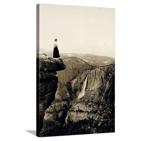 Looking Across The Valley to Yosemite Falls, USA, 1917, scenic Gallery-Wrapped Canvas Print Wall Art by Underwood & Underwoo