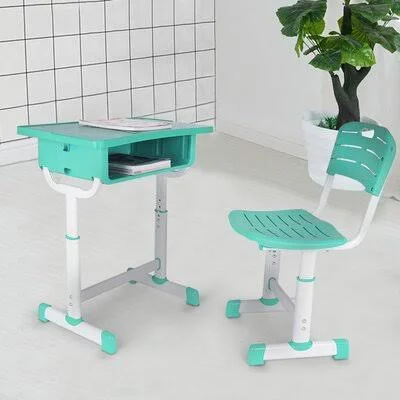 Kids Desk and Chair Set, Height Adjustable Children School Study Desk with Storage Drawer for Boys Girls Zoomie Kids Top