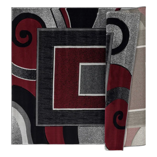 MDA Home Glamour Red/Black Polypropylene Area Rug - 8&1x22 x 10&5x22