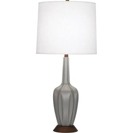Matte Smoky Taupe Tone Finish Table Lamps 7 inch Wide Oyster Linen Shade Ceramic Material E26 A Bulb 1 Light Fixture, Size: 7.5