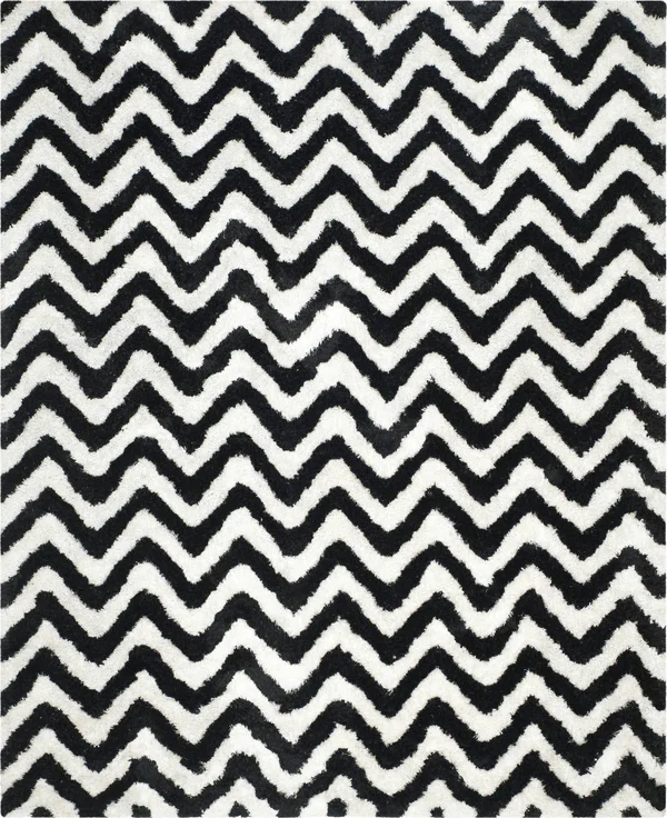 Safavieh Barcelona Shag BSG320C Ivory, Black Rug 2&3x22 x 7& Runner