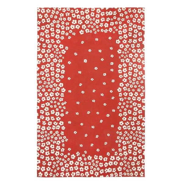 Miranda Haus Wildflower Transitional Cotton Indoor Area Rug Collection Burgundy 4& x 6& 4& x 6& Living Room - Bedroom, Dining Roo
