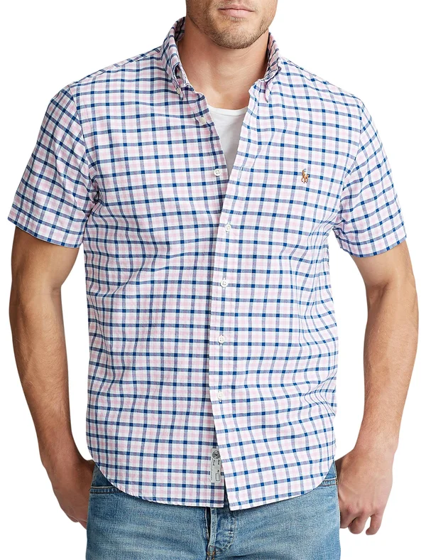 Polo Ralph Lauren Men's Big & Tall Oxford Shirt - Pink/Navy Multi