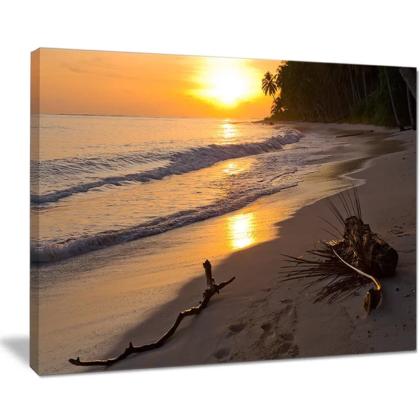 Design Art Palm Trees on Background at Sunset X-Large Seascape Art Canvas - 32x16x22
