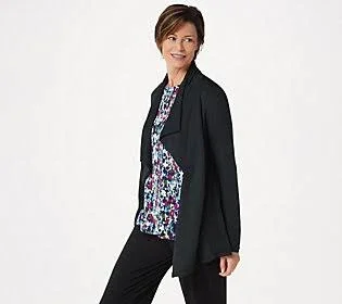 Cuddl Duds Ultra Soft Comfort Drape Front Wrap Cardigan - Size Small, Black