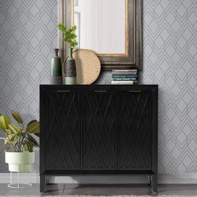 Alta 2 Door Accent Cabinet Three Posts Color: Black