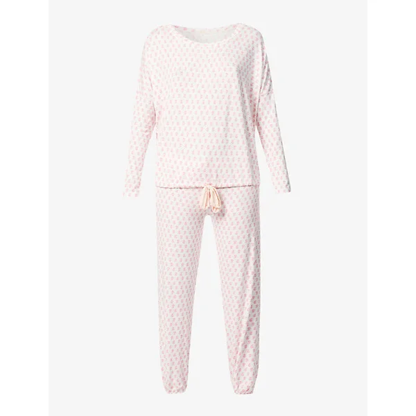 Gisele Printed Modal Slouchy PJ Set - Daisy Bright Pink/Bellini