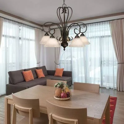 Alcott Hill Gaines 5-Light Shaded Chandelier - Finish: Rubbed Bronze