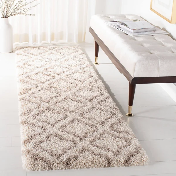 Safavieh Hudson Shag Pala Moroccan 2-Inch Thick Rug - 2&3x22 x 6& Runner - Ivory/Beige