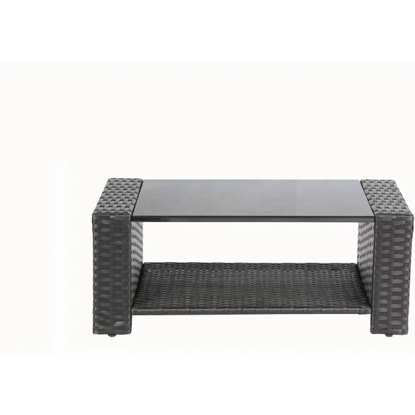 Baner Garden Outdoor Furniture Complete Patio Wicker Rattan Set, Black, 4-Pieces