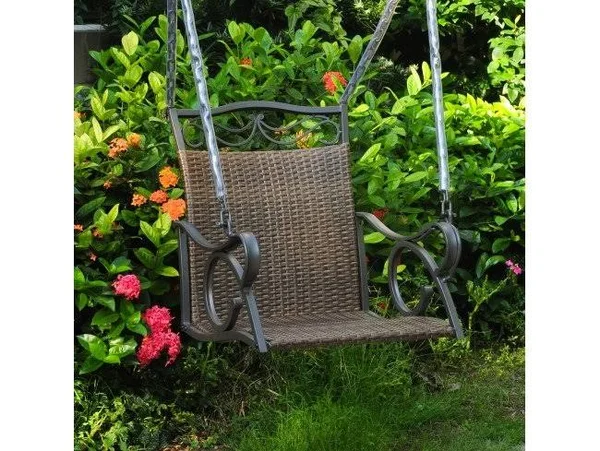 Valencia Resin Wicker & Steel Single Chair Swing - Antique Brown