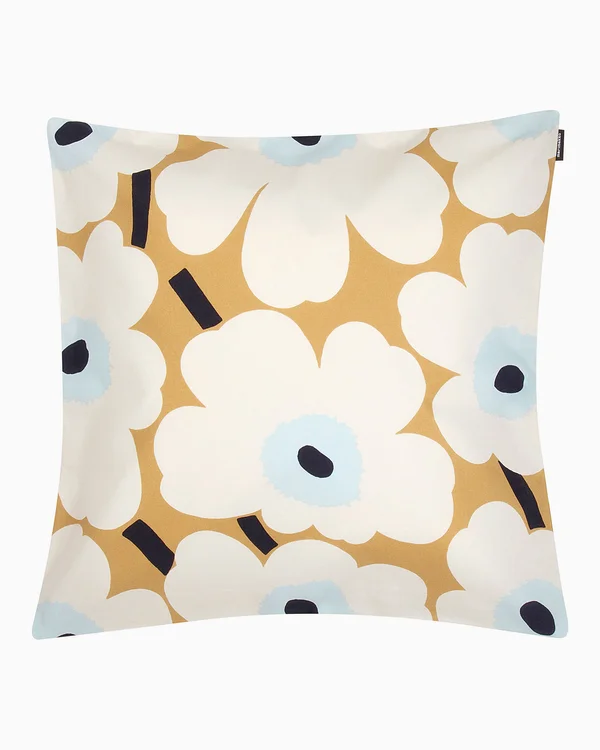Marimekko - Pieni Unikko Cushion Cover 50 x 50 cm, White, Beige, Blue