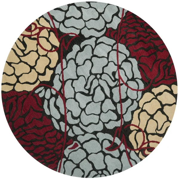 Safavieh Wyndham WYD321A Charcoal - Red Rug 7& 0x22 x 7& 0x22 Round