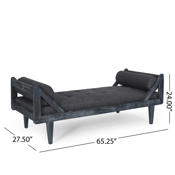 Zentner Rustic Tufted Double End Chaise Lounge with Bolster Pillows by Christopher Knight Home - 65.25x22 L x 27.50x22 W x 24.00