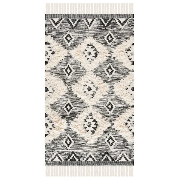 Safavieh Hand-Knotted Kenya Kenley Southwestern Tribal Wool Rug - 2&3x22 x 6& Runner - Black/Ivory