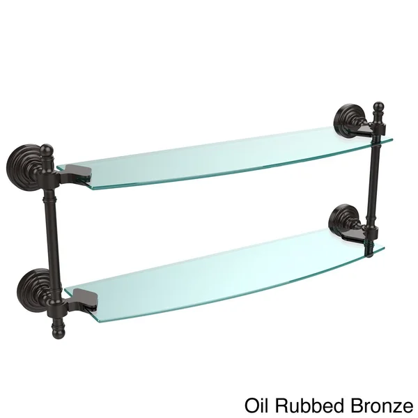 Allied Brass Retro Wave Collection 18 inch Two Tiered Glass Shelf Satin Nickel