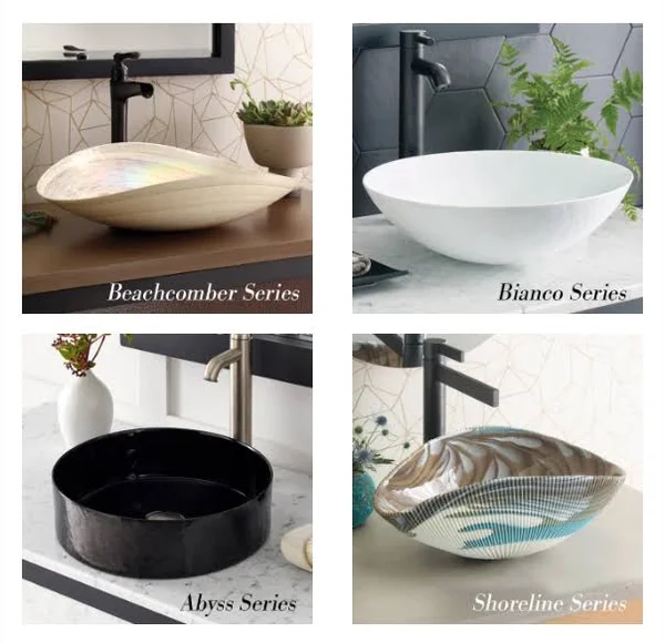 Native Trails Murano 16x22 Round Glass Bathroom Sink - Abyss, MG1616-AS