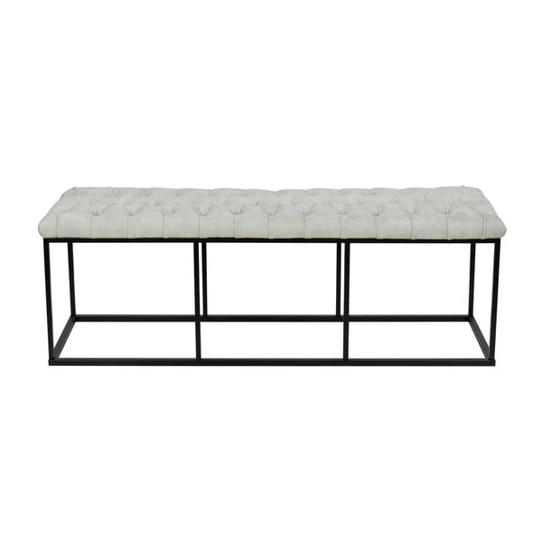 GZMR Beige Velvet Upholstered Top Metal Frame Bench