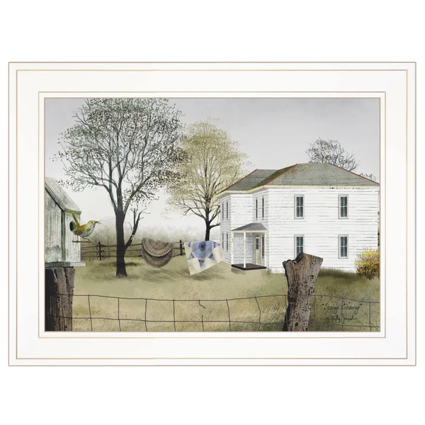 TrendyDecor4U Spring Cleaning by Billy Jacobs, Ready to Hang Framed Print, White Frame